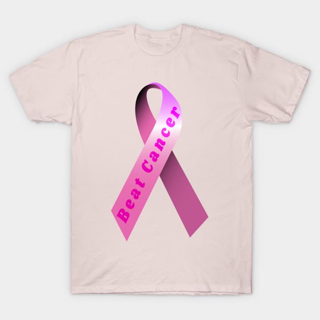 pink breast cancer ribbon T-Shirt by DrewskiDesignz